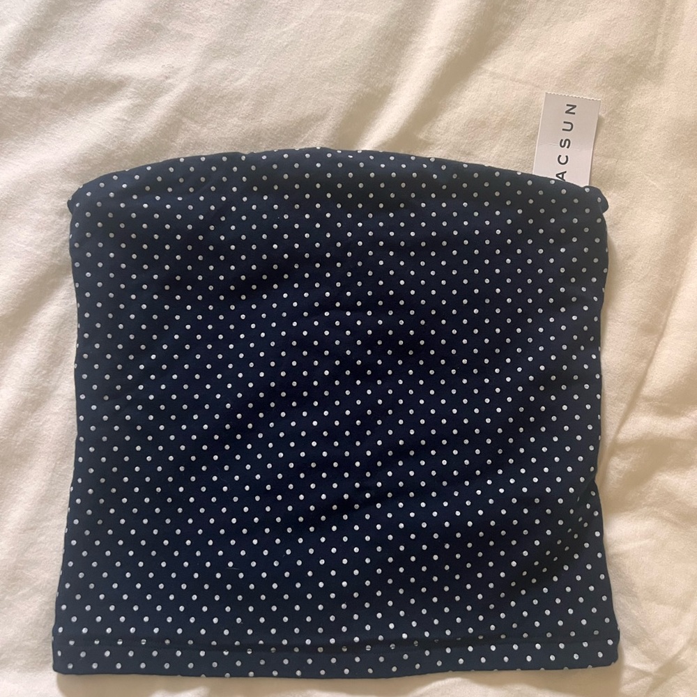 PacSun Dark Blue Navy Polka Dot Tube Top One Size